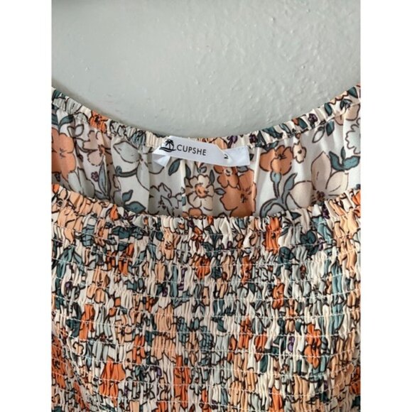 Cupshe Floral Mini Dress Smocked Square Neck Long Sleeve Cottagecore M - Picture 3 of 5